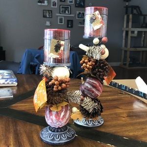 🎉MOVING SALE🎉 Fall Candlesticks Pair (W/Candles)